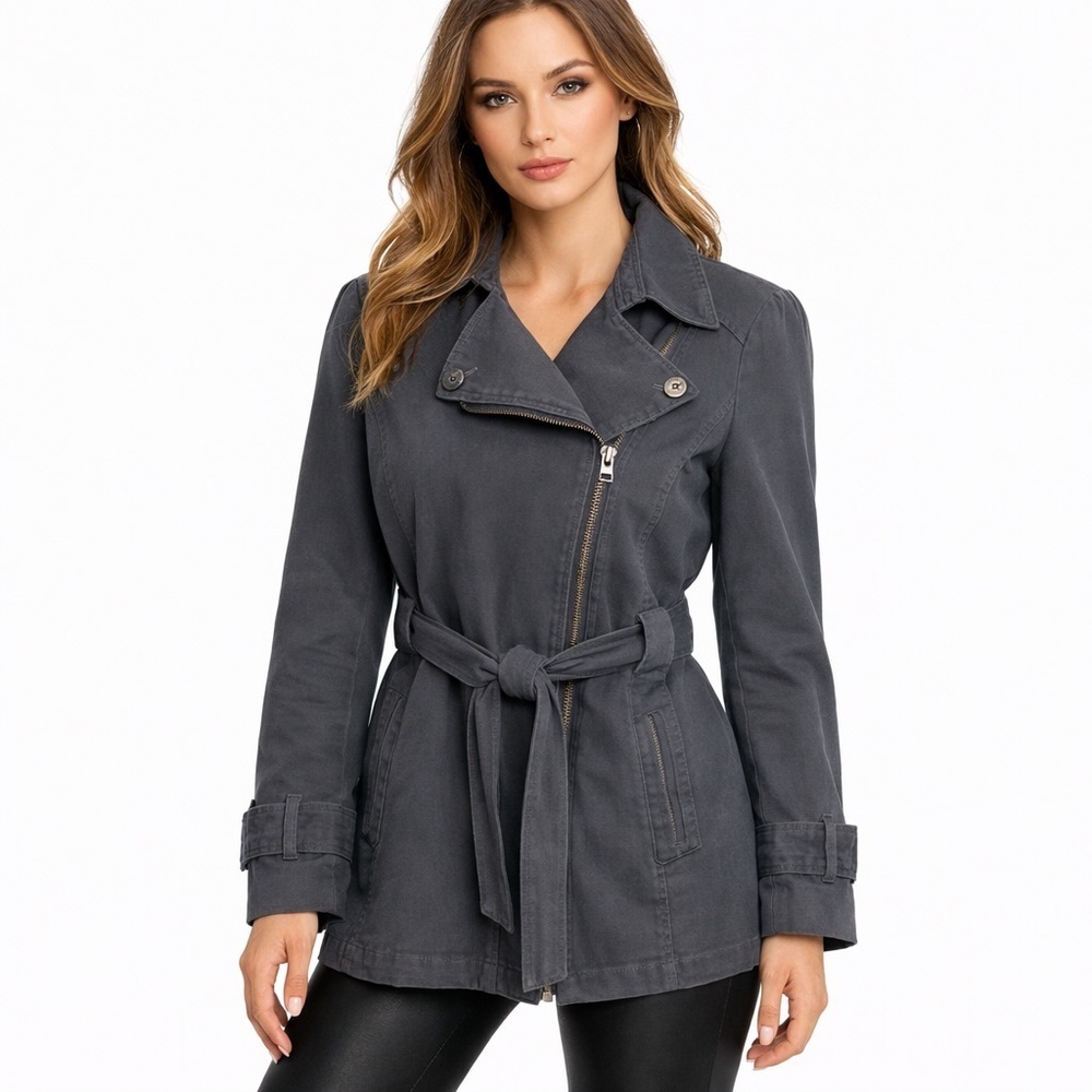 Ted Baker Navy Blue Belted Trench Coat Classic Tailored Outerwear Size 2